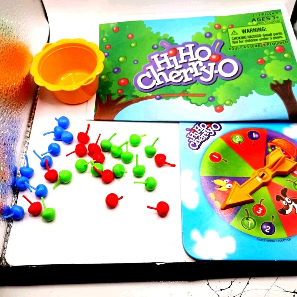 Hi Ho Cherry-O Board Game Replacement Parts 27 Fruit Pieces + Spinner + Basket